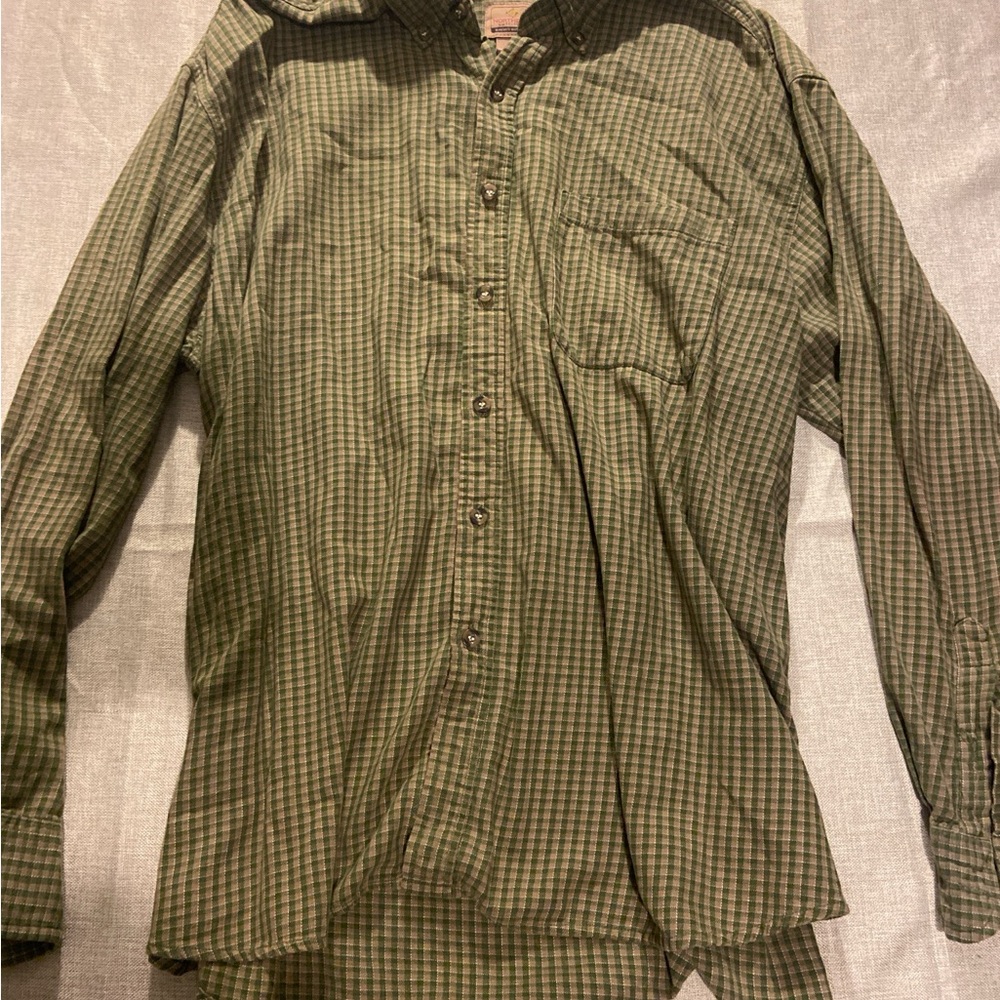 Olive Checkered Casual Button Down Shirt